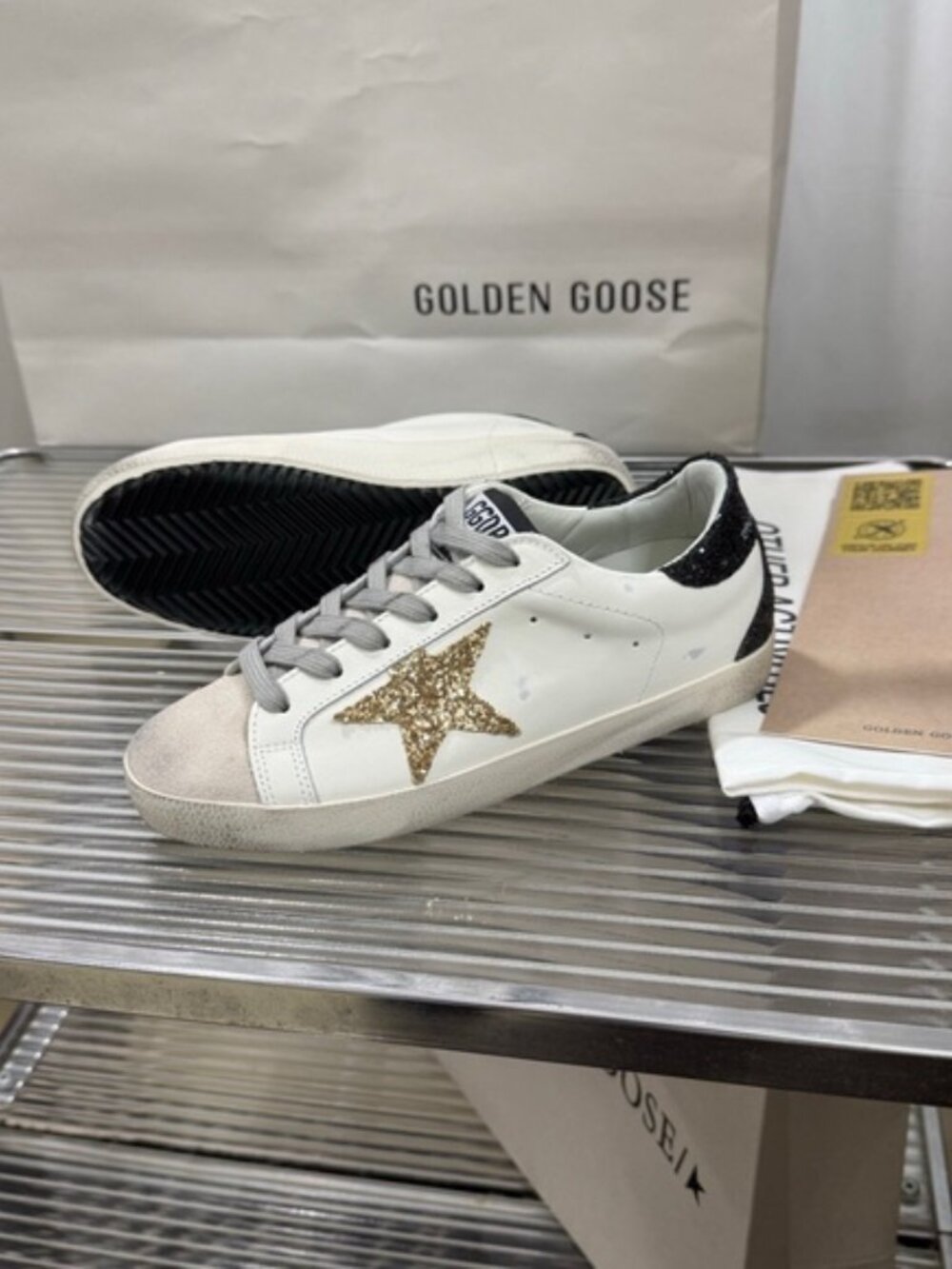 Golden Goose Women's White and Black Sneakers with Gold Star - Picture 7 of 8